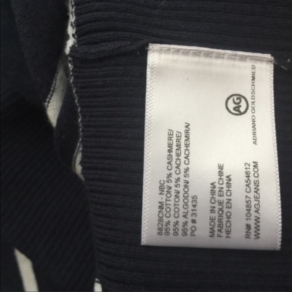 AG Jeans Farrell V-Neck Cashmere Stripe XL Sweater - Picture 5 of 8